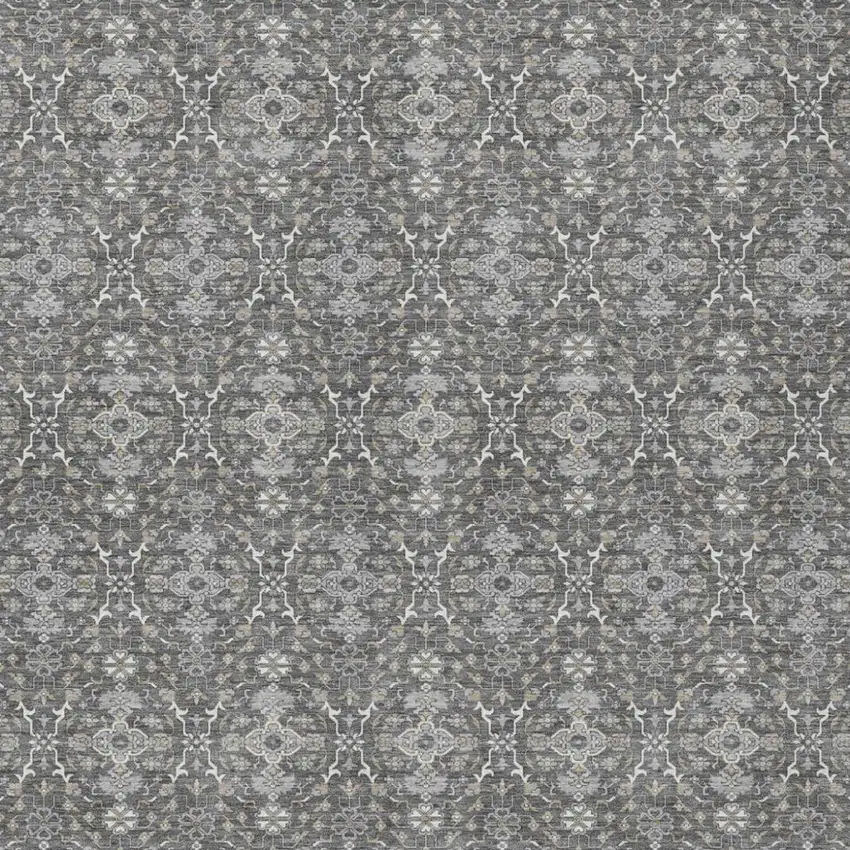 Gray And Graphite Oriental Washable Indoor Outdoor Area Rug Photo 1