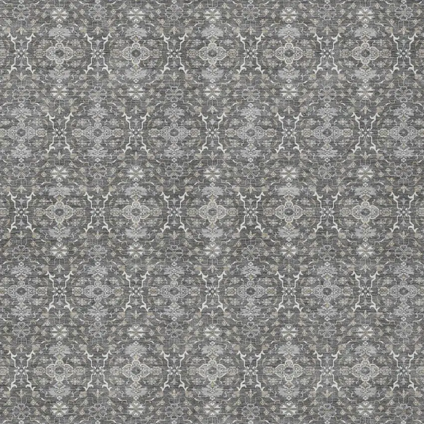 Gray And Graphite Oriental Washable Indoor Outdoor Area Rug Photo 3