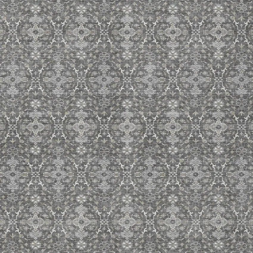 Gray And Graphite Oriental Washable Indoor Outdoor Area Rug Photo 2
