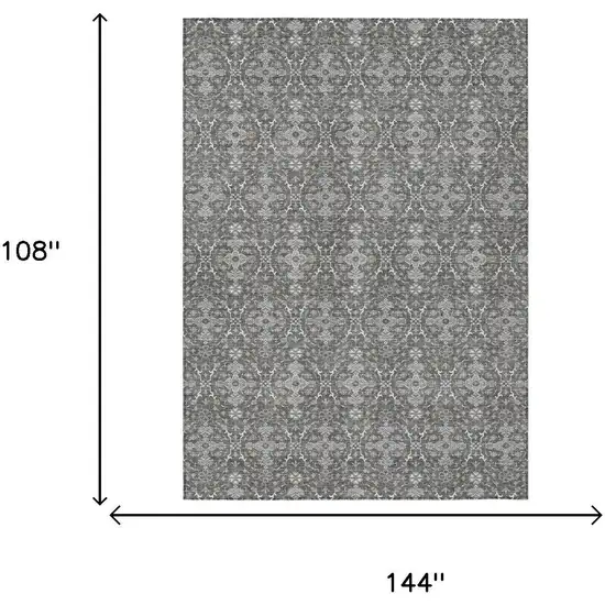 Gray And Graphite Oriental Washable Indoor Outdoor Area Rug Photo 6