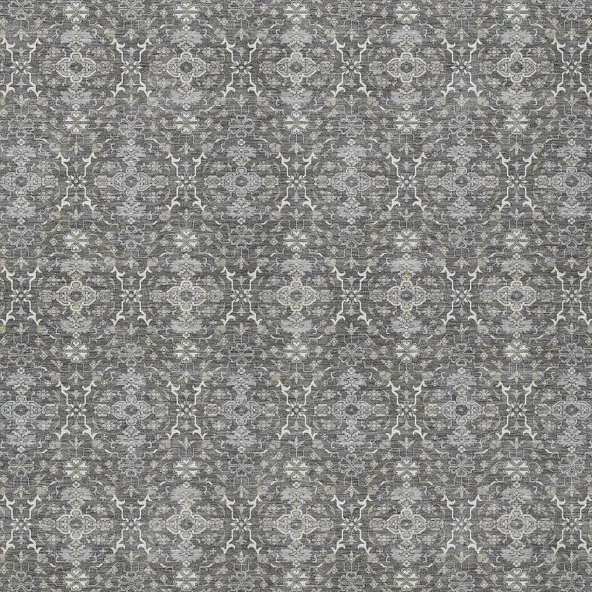 Gray And Graphite Oriental Washable Indoor Outdoor Area Rug Photo 1