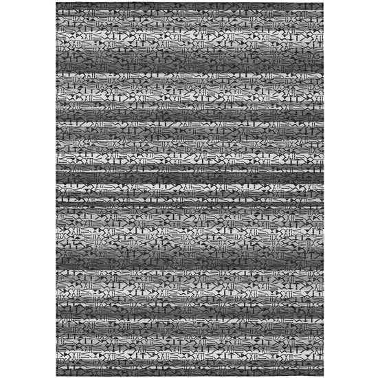 Gray And Graphite Striped Washable Indoor Outdoor Area Rug Photo 2