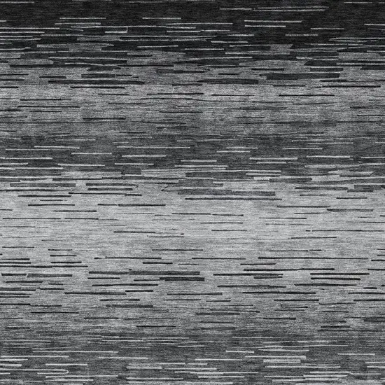 Gray And Graphite Striped Washable Indoor Outdoor Area Rug Photo 6