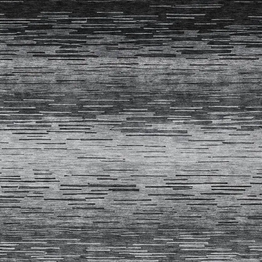 Gray And Graphite Striped Washable Indoor Outdoor Area Rug Photo 6
