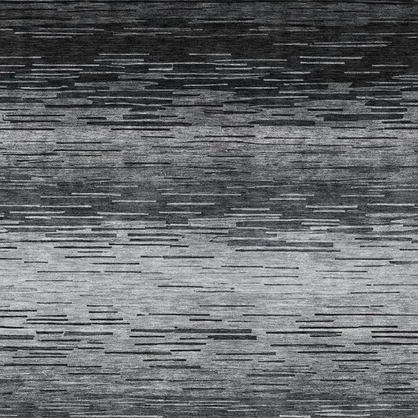 Gray And Graphite Striped Washable Indoor Outdoor Area Rug Photo 8