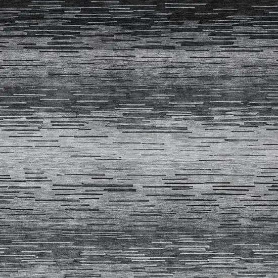 Gray And Graphite Striped Washable Indoor Outdoor Area Rug Photo 6