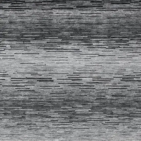 Gray And Graphite Striped Washable Indoor Outdoor Area Rug Photo 1