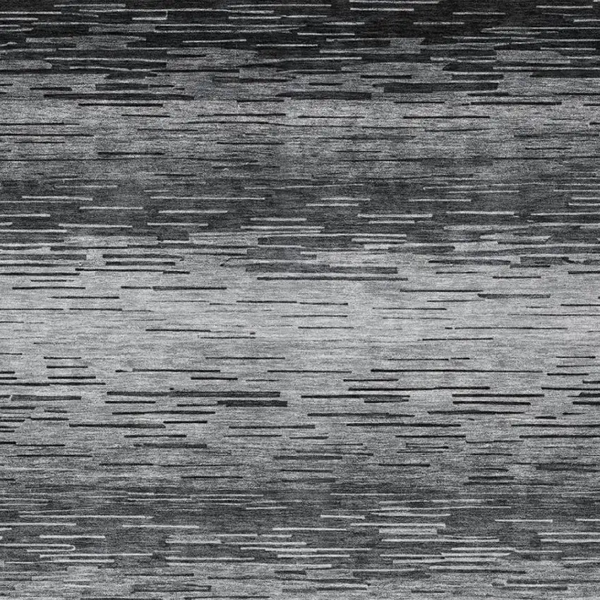 Gray And Graphite Striped Washable Indoor Outdoor Area Rug Photo 5