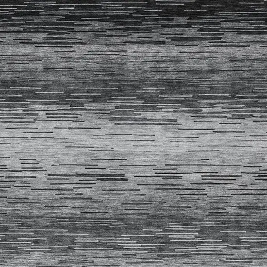 Gray And Graphite Striped Washable Indoor Outdoor Area Rug Photo 5