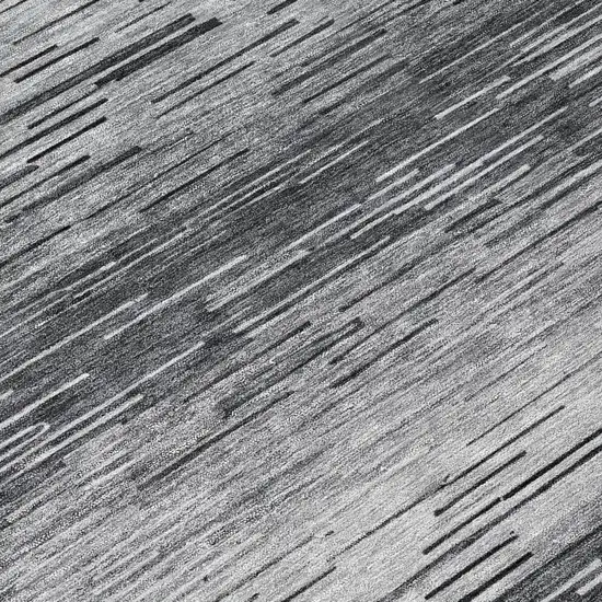 Gray And Graphite Striped Washable Indoor Outdoor Area Rug Photo 5