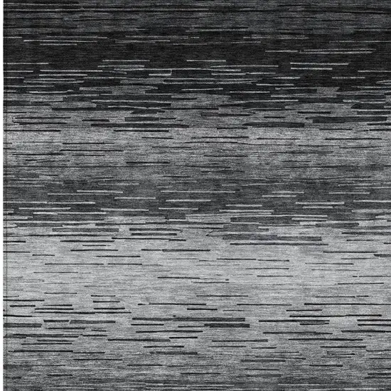 Gray And Graphite Striped Washable Indoor Outdoor Area Rug Photo 2