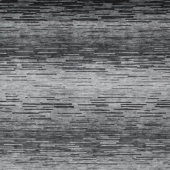 Gray And Graphite Striped Washable Indoor Outdoor Area Rug Photo 4