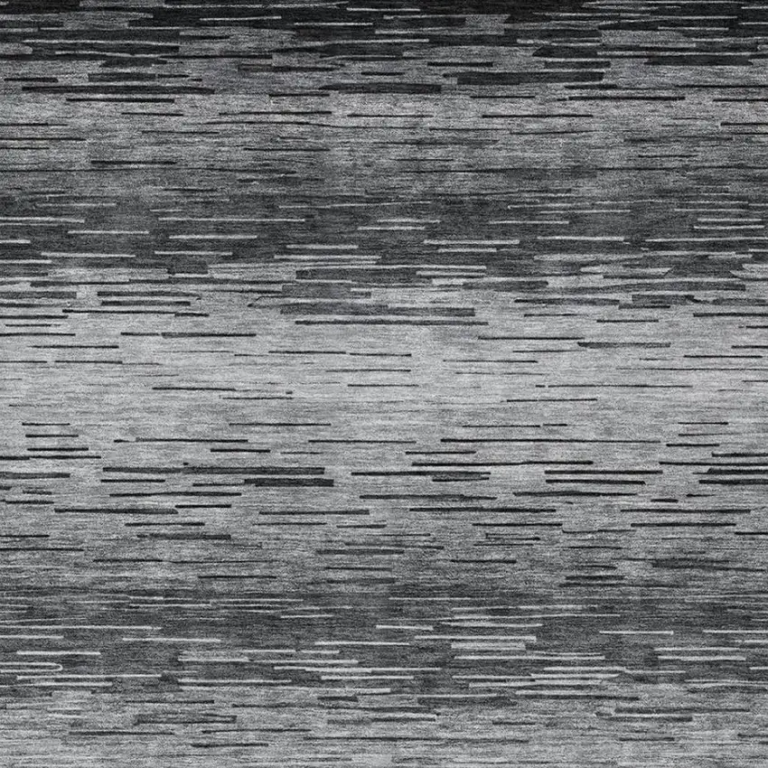 Gray And Graphite Striped Washable Indoor Outdoor Area Rug Photo 4