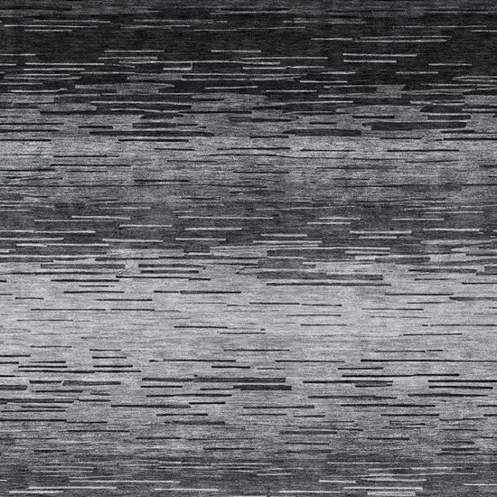 Gray And Graphite Striped Washable Indoor Outdoor Area Rug Photo 9