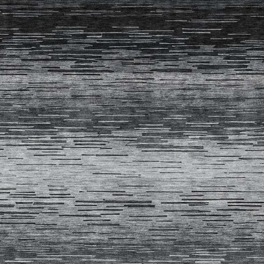 Gray And Graphite Striped Washable Indoor Outdoor Area Rug Photo 9