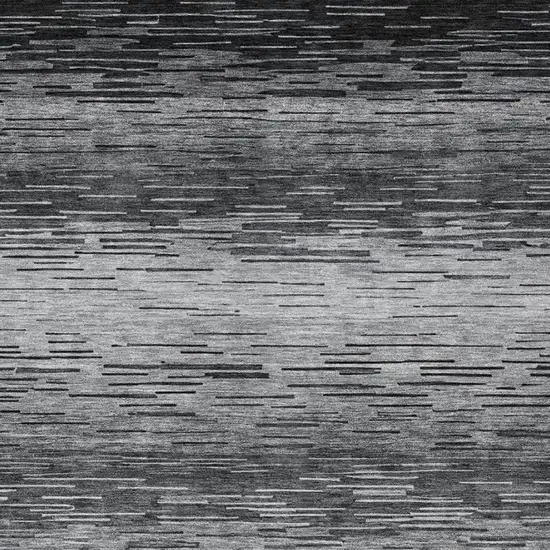 Gray And Graphite Striped Washable Indoor Outdoor Area Rug Photo 1