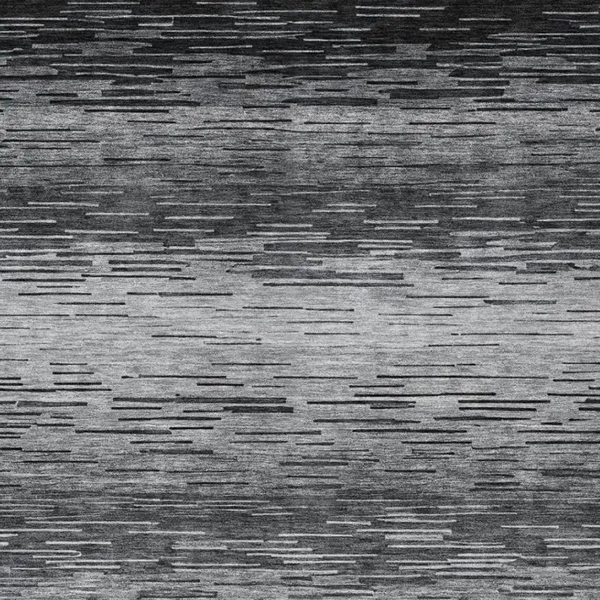 Gray And Graphite Striped Washable Indoor Outdoor Area Rug Photo 1