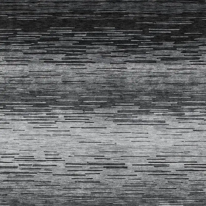 Gray And Graphite Striped Washable Indoor Outdoor Area Rug Photo 8