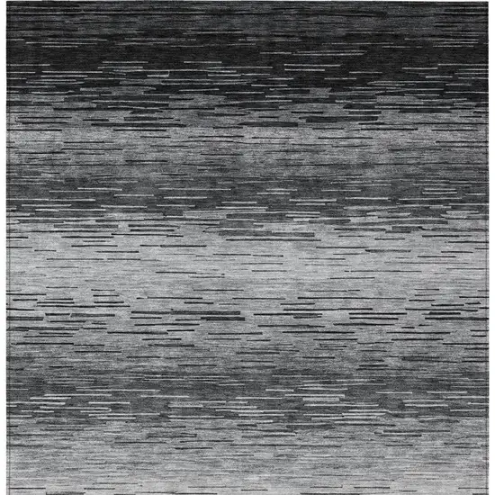 Gray And Graphite Striped Washable Indoor Outdoor Area Rug Photo 9