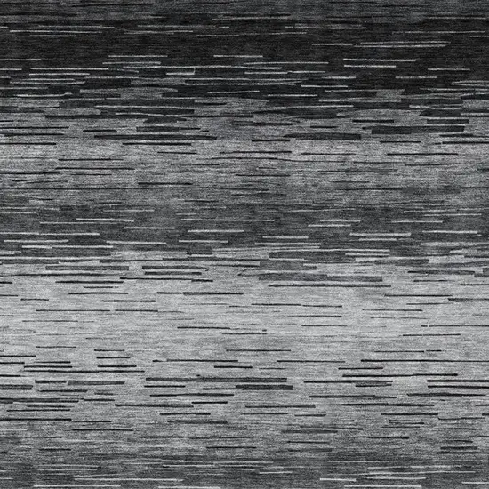 Gray And Graphite Striped Washable Indoor Outdoor Area Rug Photo 6