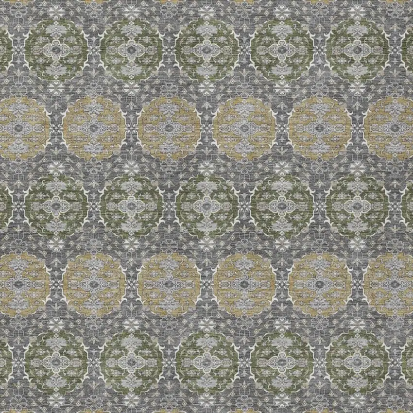 Gray And Graphite Striped Washable Indoor Outdoor Area Rug Photo 1