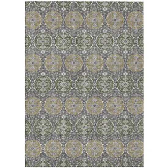 Gray And Graphite Striped Washable Indoor Outdoor Area Rug Photo 2