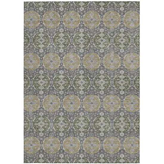 Gray And Graphite Striped Washable Indoor Outdoor Area Rug Photo 3