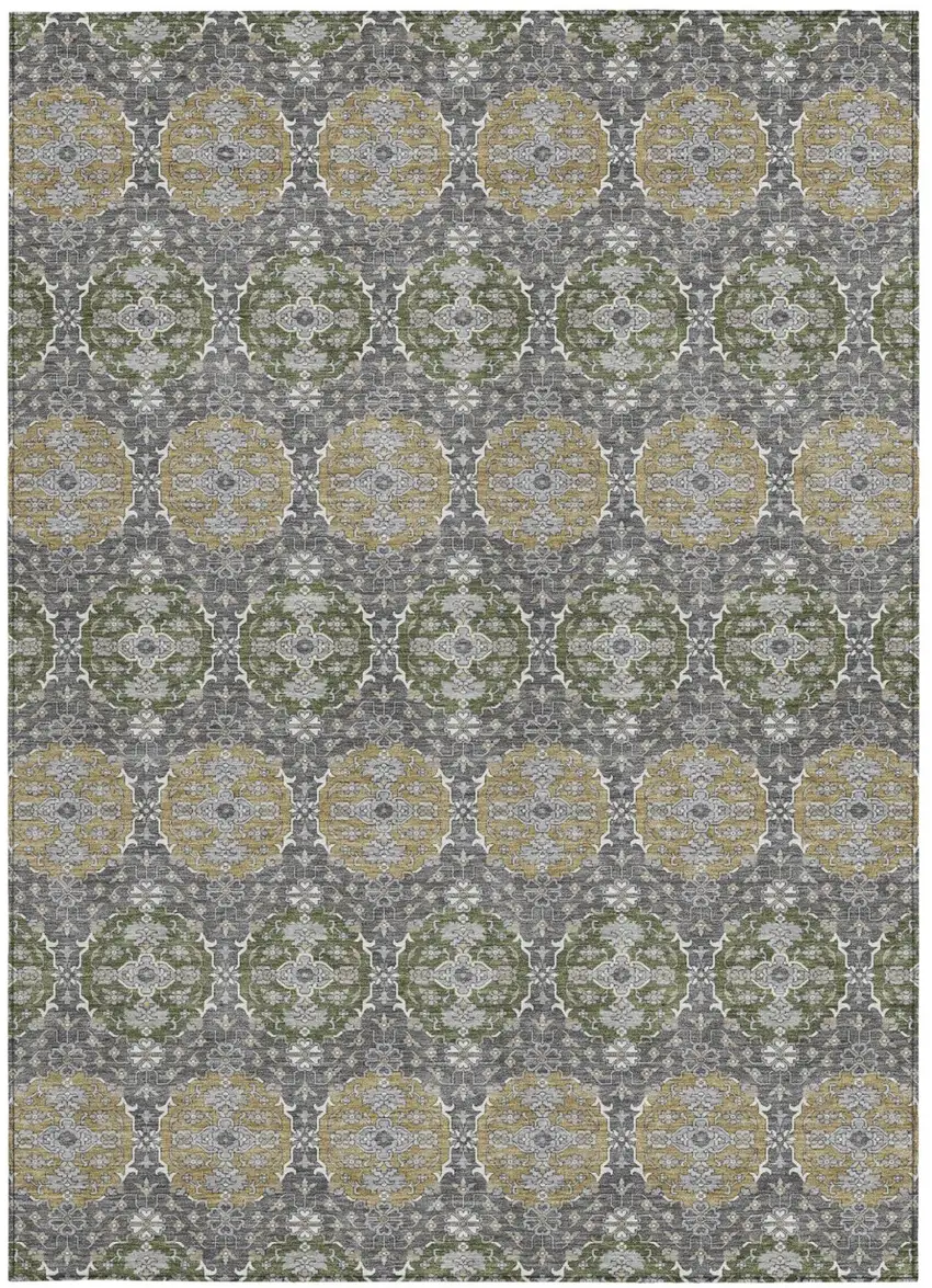 Gray And Graphite Striped Washable Indoor Outdoor Area Rug Photo 3