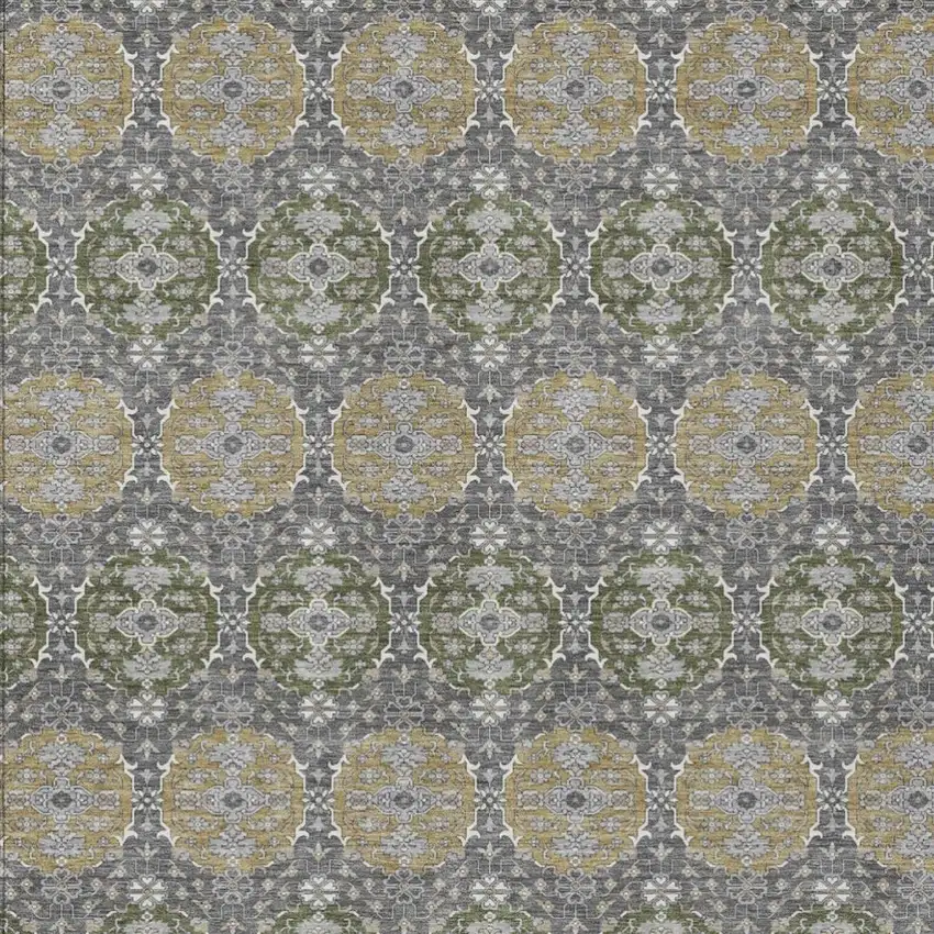 Gray And Graphite Striped Washable Indoor Outdoor Area Rug Photo 2