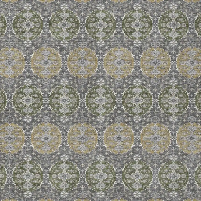 Gray And Graphite Striped Washable Indoor Outdoor Area Rug Photo 3