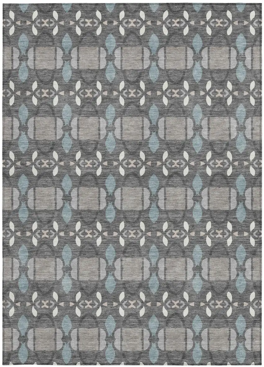 Gray And Graphite Striped Washable Indoor Outdoor Area Rug Photo 3