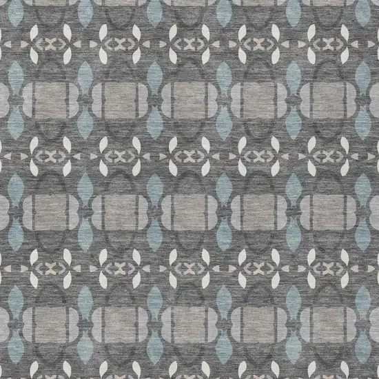 Gray And Graphite Striped Washable Indoor Outdoor Area Rug Photo 1