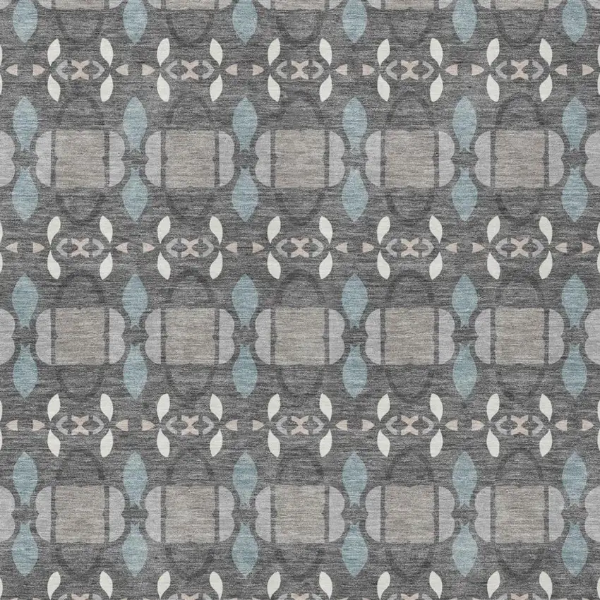 Gray And Graphite Striped Washable Indoor Outdoor Area Rug Photo 1
