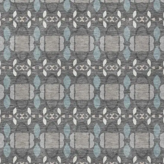 Gray And Graphite Striped Washable Indoor Outdoor Area Rug Photo 3