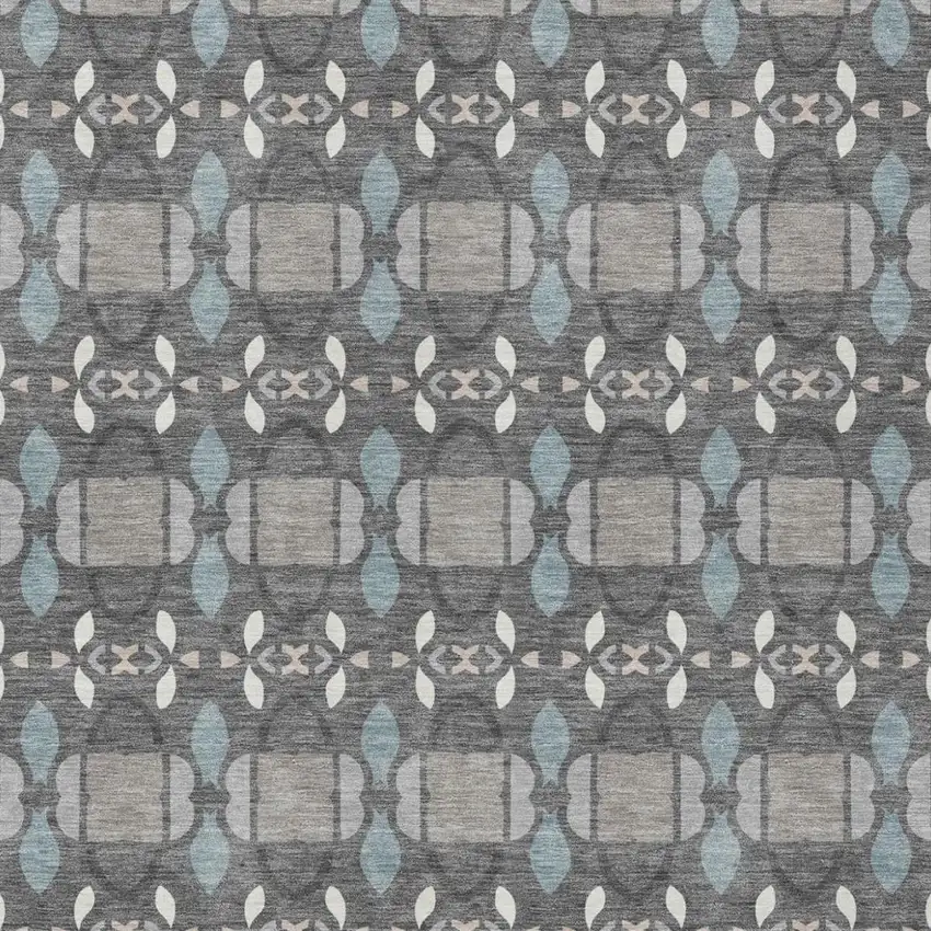Gray And Graphite Striped Washable Indoor Outdoor Area Rug Photo 3