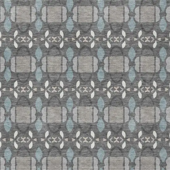 Gray And Graphite Striped Washable Indoor Outdoor Area Rug Photo 2