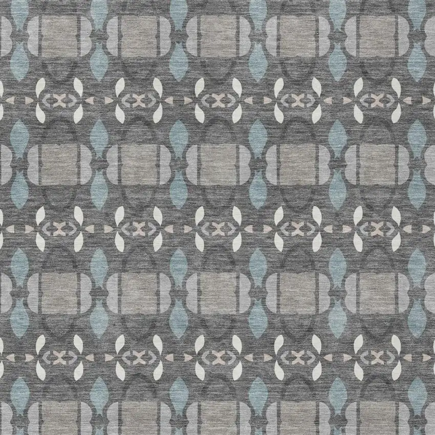 Gray And Graphite Striped Washable Indoor Outdoor Area Rug Photo 2