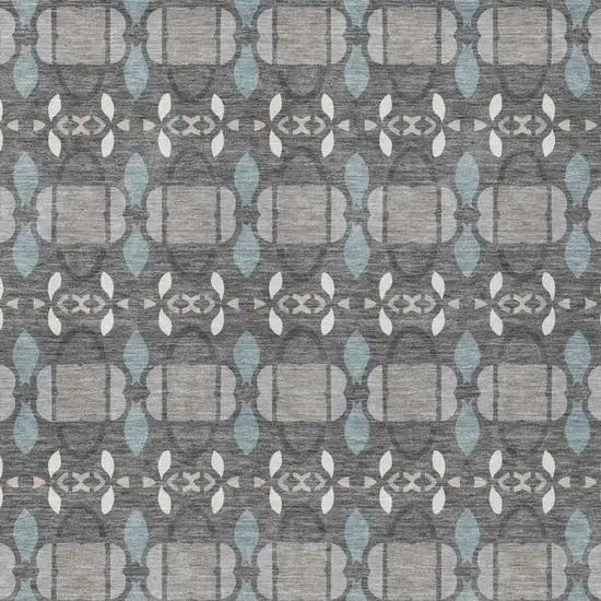 Gray And Graphite Striped Washable Indoor Outdoor Area Rug Photo 2