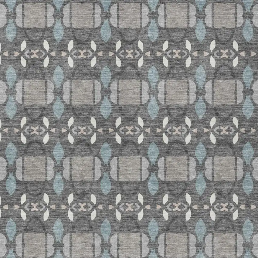 Gray And Graphite Striped Washable Indoor Outdoor Area Rug Photo 2