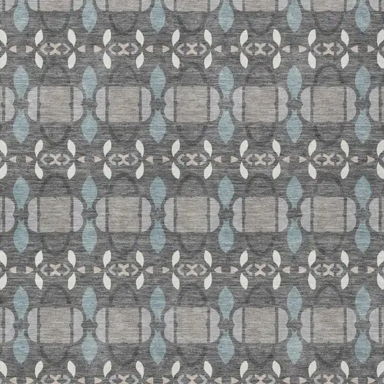 Gray And Graphite Striped Washable Indoor Outdoor Area Rug Photo 3