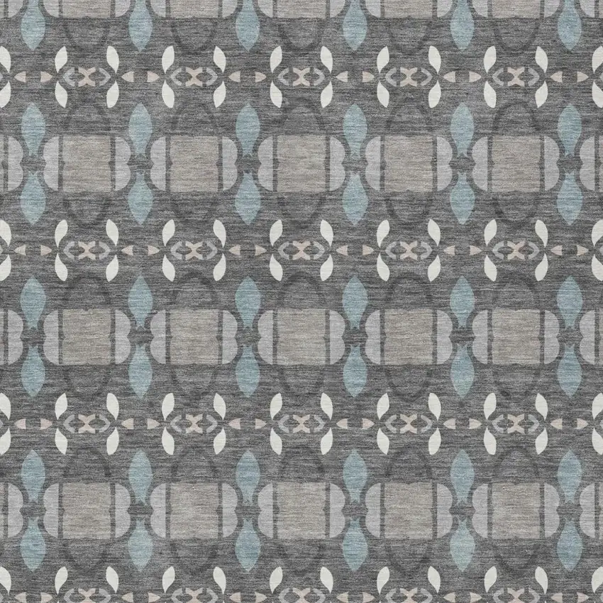 Gray And Graphite Striped Washable Indoor Outdoor Area Rug Photo 3