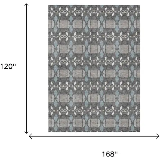 Gray And Graphite Striped Washable Indoor Outdoor Area Rug Photo 6