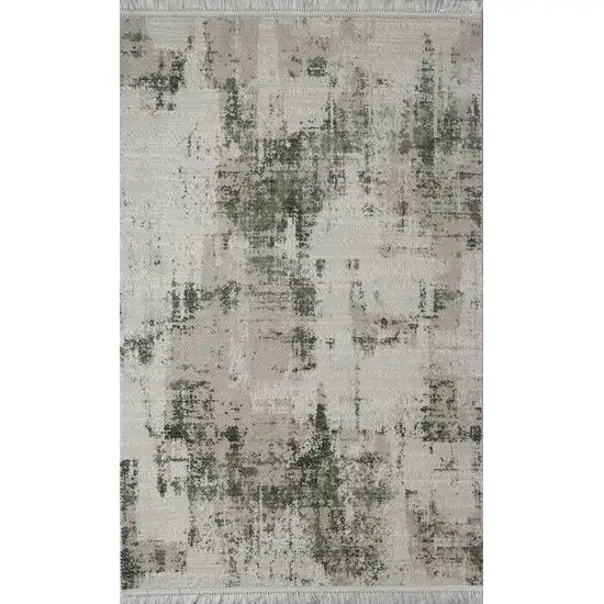 Gray And Green Abstract Distressed Area Rug Photo 2