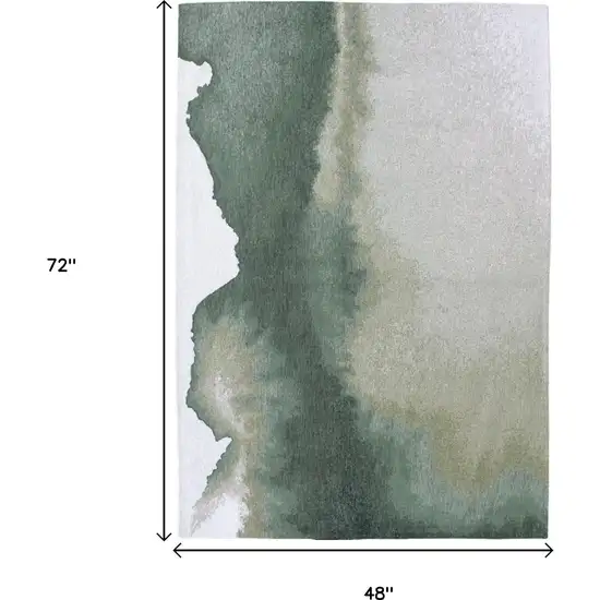 Gray And Green Abstract Washable Area Rug Photo 4