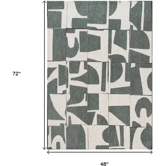 Gray And Green Geometric Washable Area Rug Photo 8