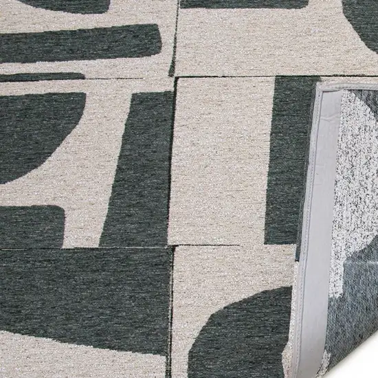 Gray And Green Geometric Washable Area Rug Photo 5