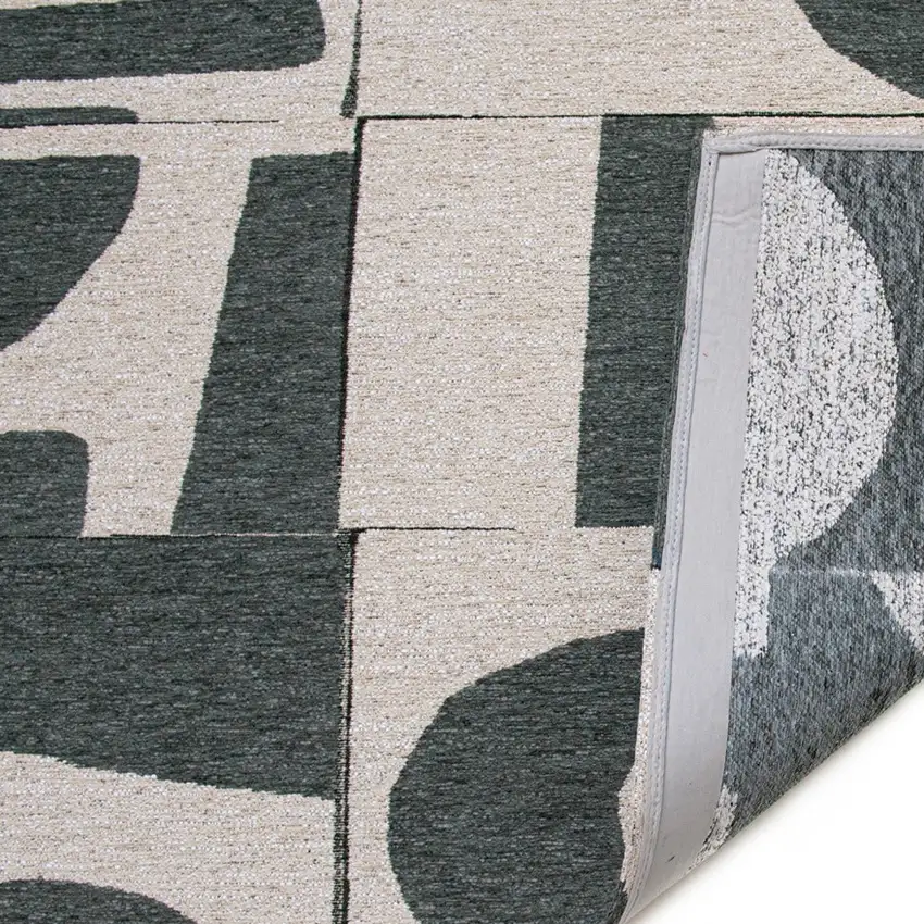 Gray And Green Geometric Washable Area Rug Photo 5