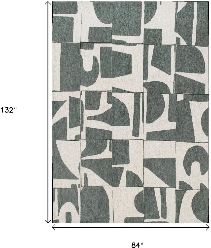 Gray And Green Geometric Washable Area Rug Photo 8