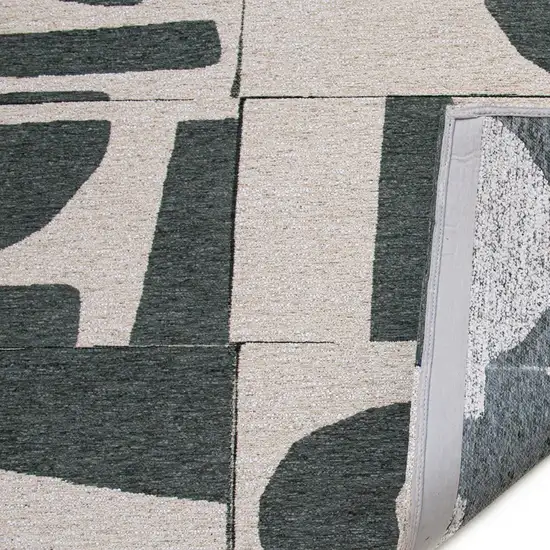 Gray And Green Geometric Washable Area Rug Photo 5