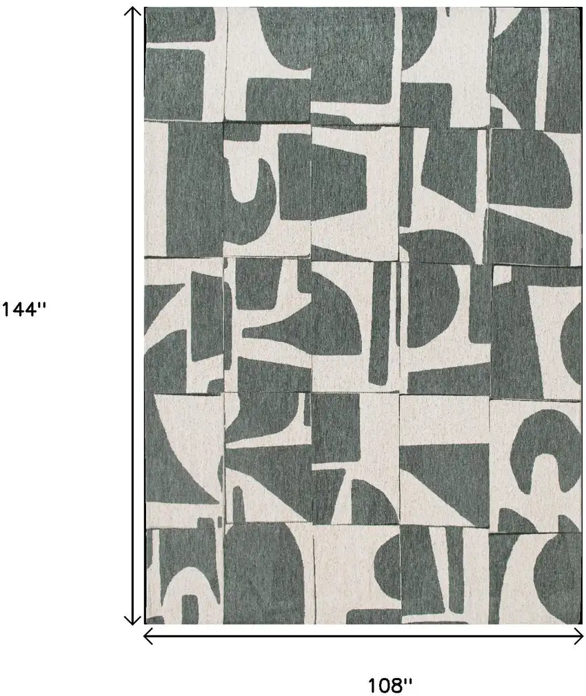 Gray And Green Geometric Washable Area Rug Photo 8
